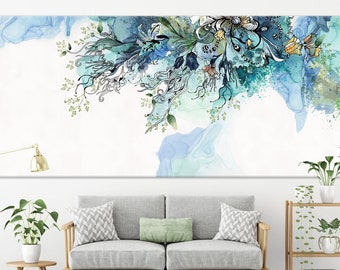 Extra Large Wall Art, Original Abstract Painting, Blue Wall Art, Living Room Wall Art, Large Abstract Art, Horizontal Wall Art, Large Print