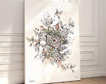 Modern Ink Drawing, Abstract Floral Art, Ink Art, Modern Art Print, Original Drawing, Ink Flowers Art, Abstract Wall Art, Modern Floral Art