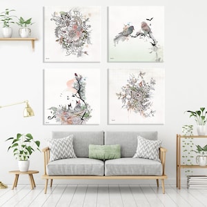 Gallery Wall Set, Wall Art Prints, Boho Wall Art Set, Living Room Wall Decor, Gallery Wall Decor, Boho Wall Decor, Set of 4 Prints, Boho Art