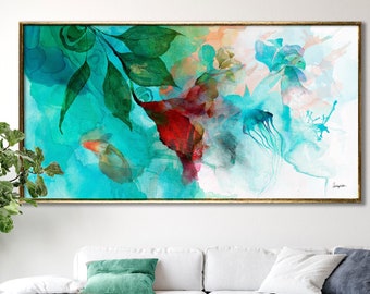 Colorful Abstract Painting Print, Large Modern Wall Art, Living Room Art, Oversized Wall Art Abstract, Teal Vibrant Wall Art, Office Art