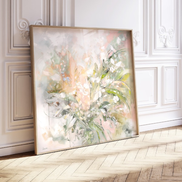 Abstract Painting Print, Soft Pastel Colors Wall Art, Extra Large Modern Abstract Artwork, Trendy Aesthetic Minimalist Art, Living Room Art