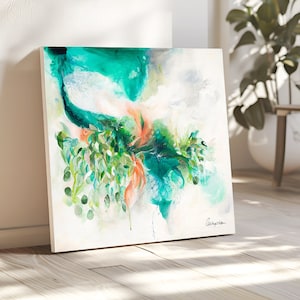 Turquoise Abstract Wall Art, Extra Large Modern Painting, Giclee Art Print, Green Blue Abstract Painting, Living Room Wall Art Canvas Large