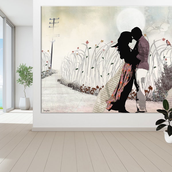 Large Wall Art, Love Painting, Love Couple Paintings, The Kiss, Canvas Print