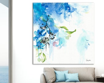 Large Abstract Wall Art, Blue Abstract Painting, Modern Painting for Living Room, Abstract Wall Art Canvas, Contemporary Art, Blue Wall Art