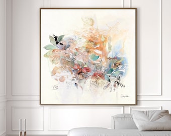 Abstract Wall Art Print, Light Pastel Colored Abstract Painting, Extra Large Wall Art, Japandi Art, Watercolor Painting, Minimalist Wall Art