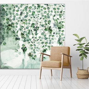Farmhouse Wall Art, Abstract Botanical Art, Large Wall Art, Sage Green Art, Botanical Painting, Living Room Wall Art Oversized, Green Art