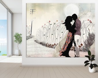 Large Wall Art, Love Painting, Love Couple Paintings, The Kiss, Canvas Print