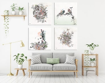 Gallery Wall Set, Wall Art Prints, Boho Wall Art Set, Living Room Wall Decor, Gallery Wall Decor, Boho Wall Decor, Set of 4 Prints, Boho Art