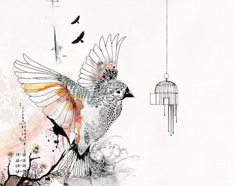 Bird Drawing, Wall Art Print, Wall Art Illustration, Black and White Wall Art, Bird Wall Art, Bird Illustration, Ink Drawing, Bird Painting