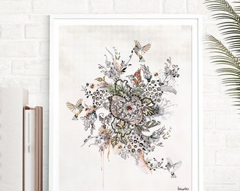 Modern Botanical Wall Art, Botanical Print, FloralP, Botanic Illustration, Floral Botanical Art, Modern Flowers Art, Floral Print