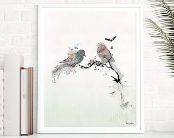 Birds Print of Watercolor Bird Painting, Watercolor Art, Bird Decor, Bird Wall Art, Watercolor Painting, Watercolor Print, Bird Art Prints