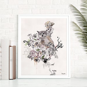 Eule Wand Kunst Druck, Aquarell Malerei, Wildtiere Aquarell, Aquarell Kunstwerk, Aquarelldrucke, Aquarell Eule, Eule Druck