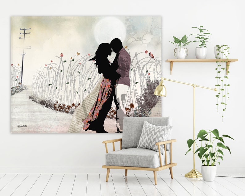 Large Wall Art, Love Painting, Love Couple Paintings, The Kiss, Canvas Print image 8