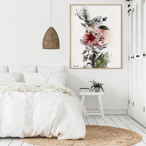 Large Wall Art, Red Flower Painting, Large Watercolor Art, Canvas Art Print, Large Colorful Painting, Living Room Wall Art, Red Rose Art