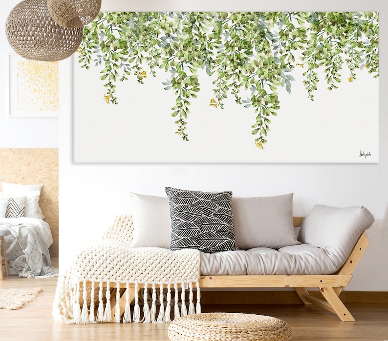 Large Wall Decor Botanical Wall Art Office Wall Art Green Etsy
