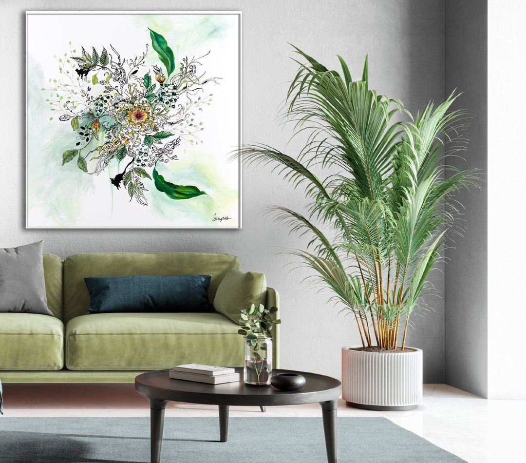 Extra Large Modern Wall Art Living Room, Abstract Botanical Large Print ...