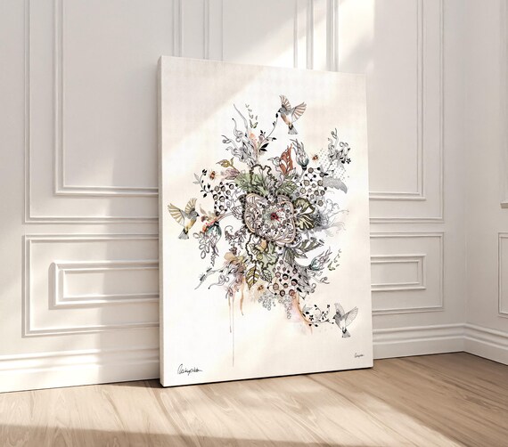Modern Ink Drawing, Abstract Floral Art, Ink Art, Modern Art Print, Original Drawing, Ink Flowers Art, Abstract Wall Art, Modern Floral Art