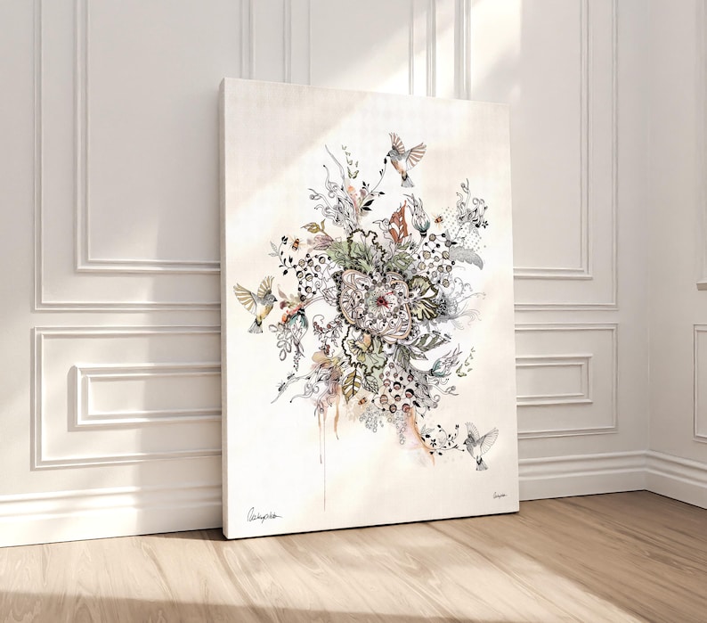 Modern Ink Drawing, Abstract Floral Art, Ink Art, Modern Art Print, Original Drawing, Ink Flowers Art, Abstract Wall Art, Modern Floral Art image 1