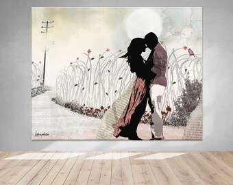 Lámina decorativa de pareja romántica, lienzo de amor, obra de arte de pareja besándose, regalo de aniversario, decoración de pared para bodas, regalo de inauguración de casa