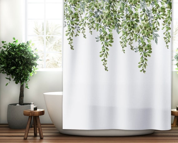 Leaves Shower Curtain, Bath Curtain, Green Shower Curtain, Modern Bathroom  Decor, Boho Shower Curtain, Modern Shower Curtain 