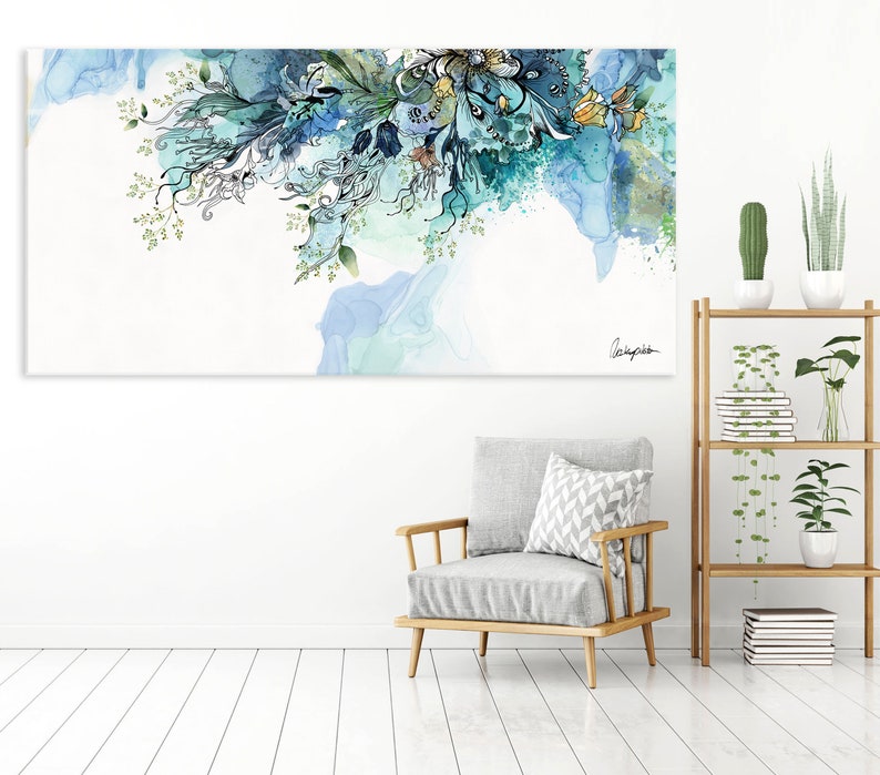 Large Abstract Painting Extra Large Wall Art Blue Abstract Etsy