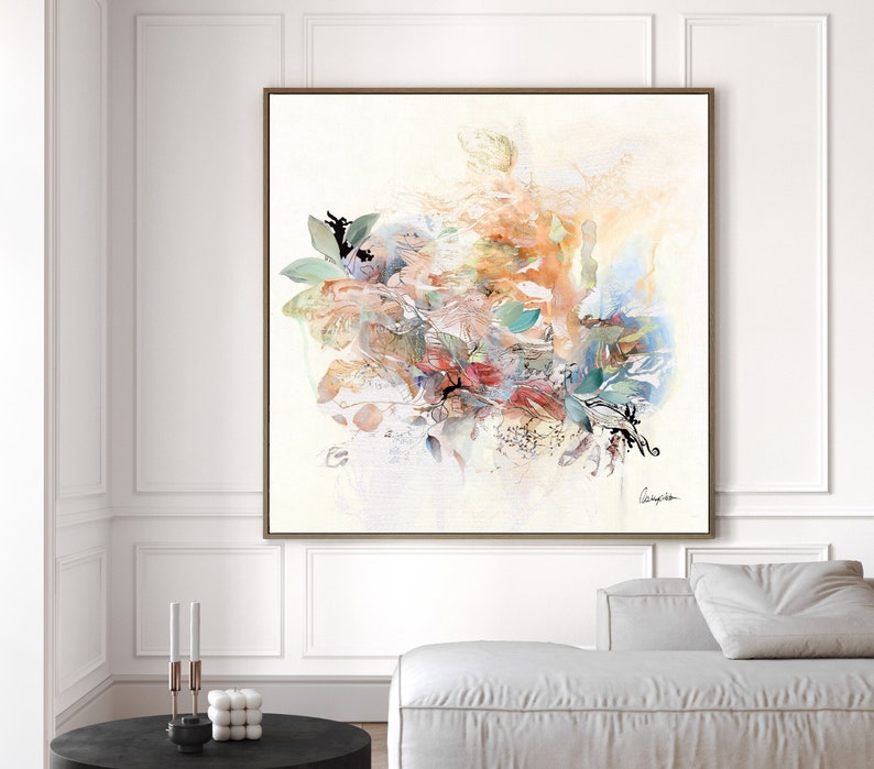 abstract watercolor painting light colors minimalist artwork