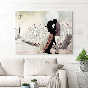 Large Wall Art, Love Painting, Love Couple Paintings, The Kiss, Canvas Print image 5