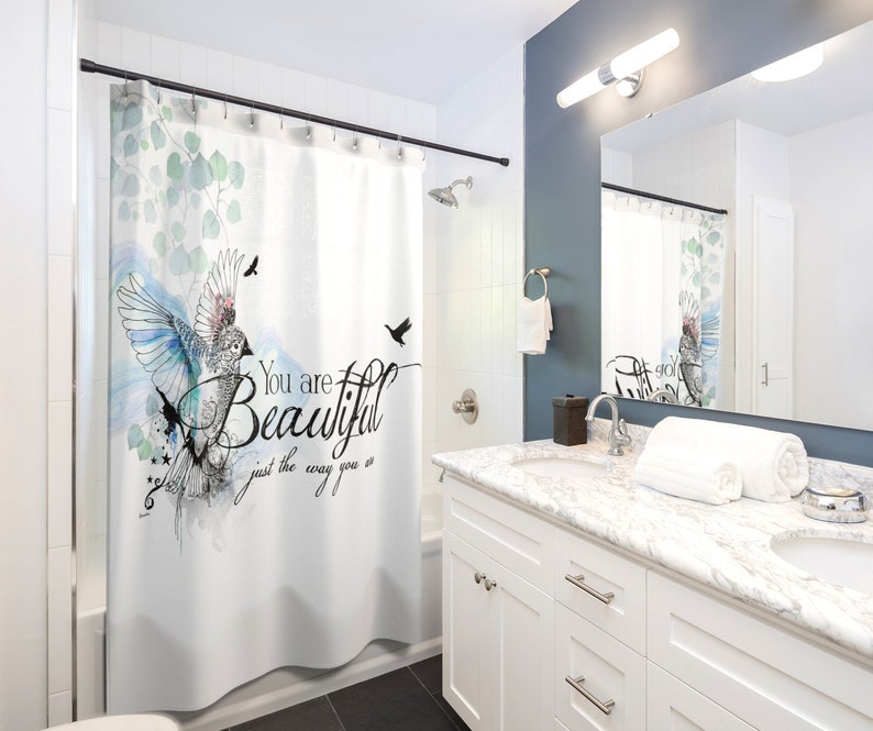 You Are Beautiful Shower Curtain Quote Shower Curtain Etsy