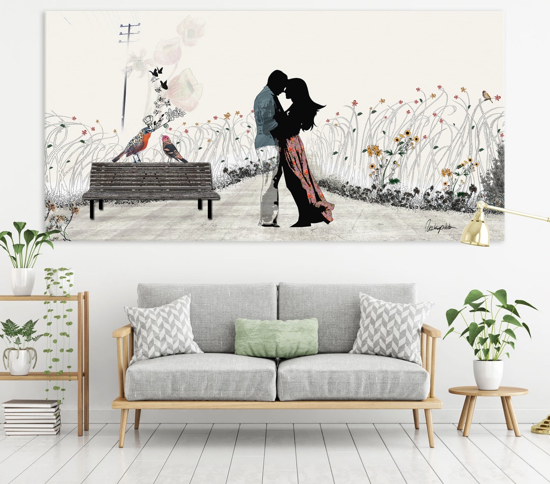 Large Wall Art, Love Couple Paintings, Canvas Art, Love Painting