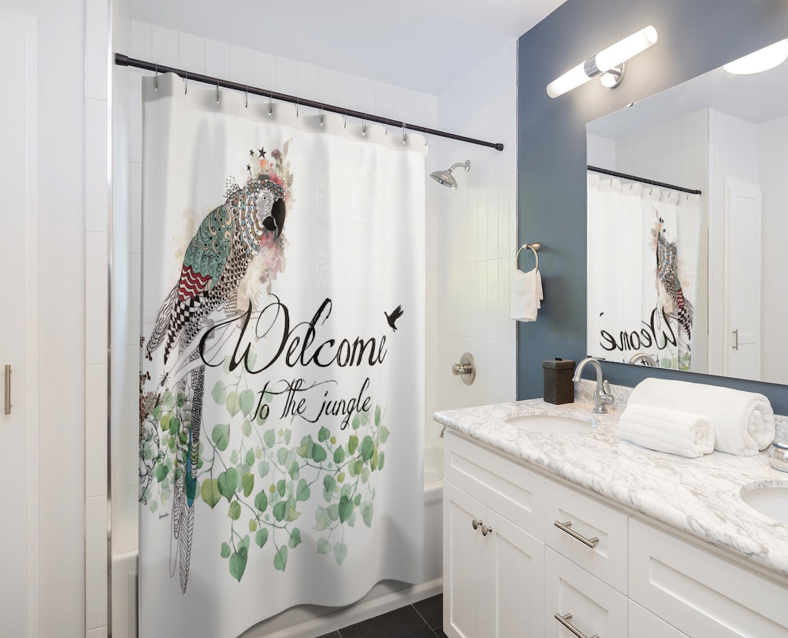 Parrot Shower Curtain Art Shower Curtain Bathroom Decor Etsy