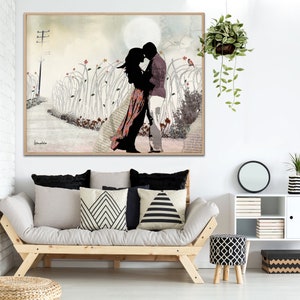 Large Wall Art, Love Painting, Love Couple Paintings, The Kiss, Canvas Print image 7