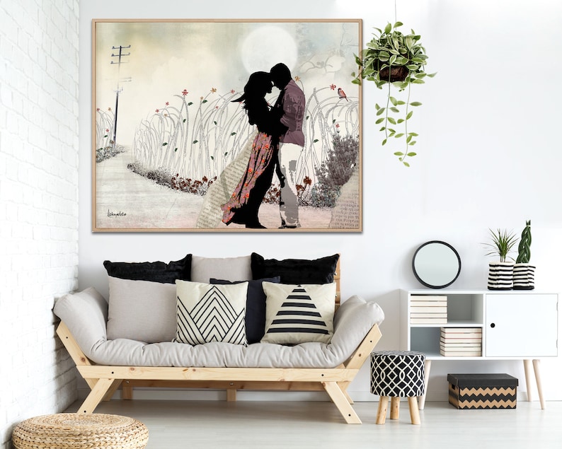 Large Wall Art, Love Painting, Love Couple Paintings, The Kiss, Canvas Print image 7