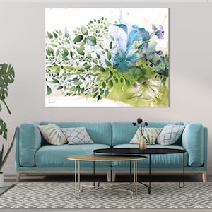 Green Abstract Art, Large Wall Art Abstract, Dining Room Wall Art, Large Green Abstract Painting, Art Green Canvas Wall Art, Botanical Art image 10