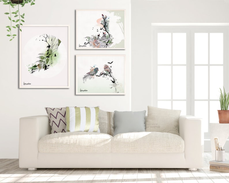 Set of 3 Wall Art Scandinavian Decor Nature Wall Prints Etsy