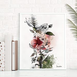Large Wall Art, Red Flower Painting, Large Watercolor Art, Canvas Art Print, Large Colorful Painting, Living Room Wall Art, Red Rose Art