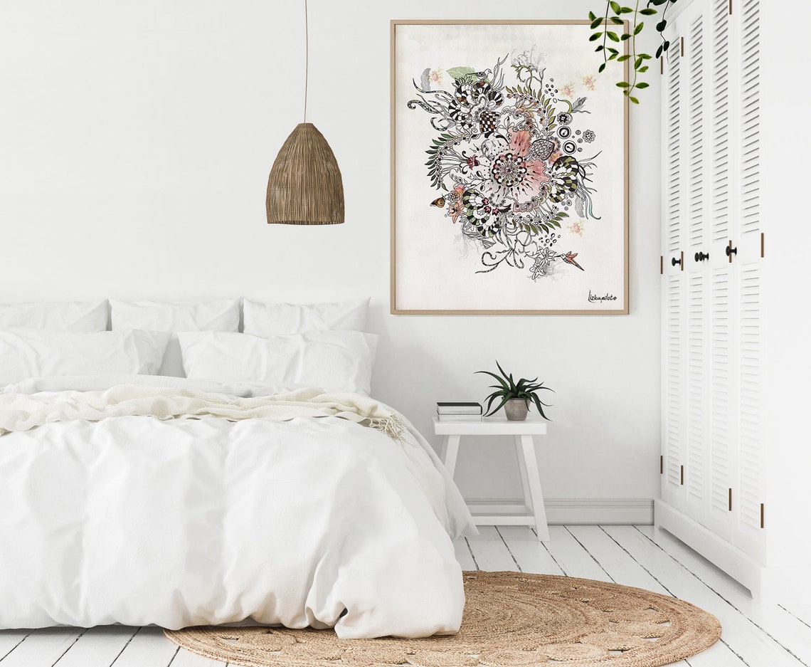 Modern Bedroom Wall Art, Large Painting, Bedroom Wall Decor, Canvas ...
