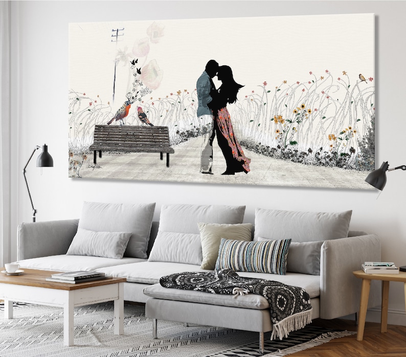 Couple in Love Painting Bedroom Wall Art Canvas Large Canvas - Etsy