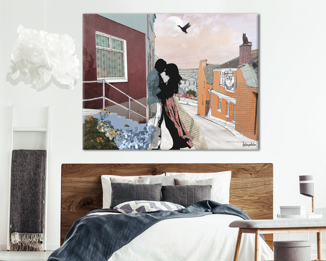 Kissing Couple Romantic Painting Romantic Wall Decor Bedroom Etsy