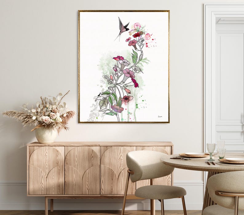 Watercolor Floral Print, Watercolor Wall Art, Pink Floral Art, Bedroom Art, Watercolor Painting, Flowers Painting, Pink Flowers Wall Art