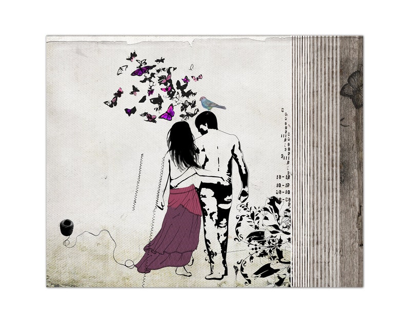 Romantic Collage Art Print, Couple Gift, Romance Art, Love Couple Art, Collage Artwork, Bedroom Decor, Collage Wall Art, Romantic Print image 3