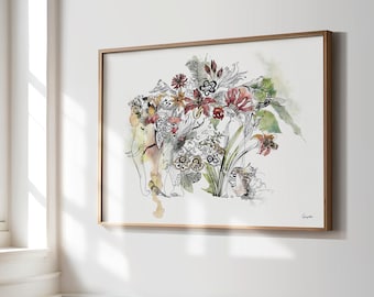水彩画 (象) 象の水彩画 - 象のアート - ファインアートプリント