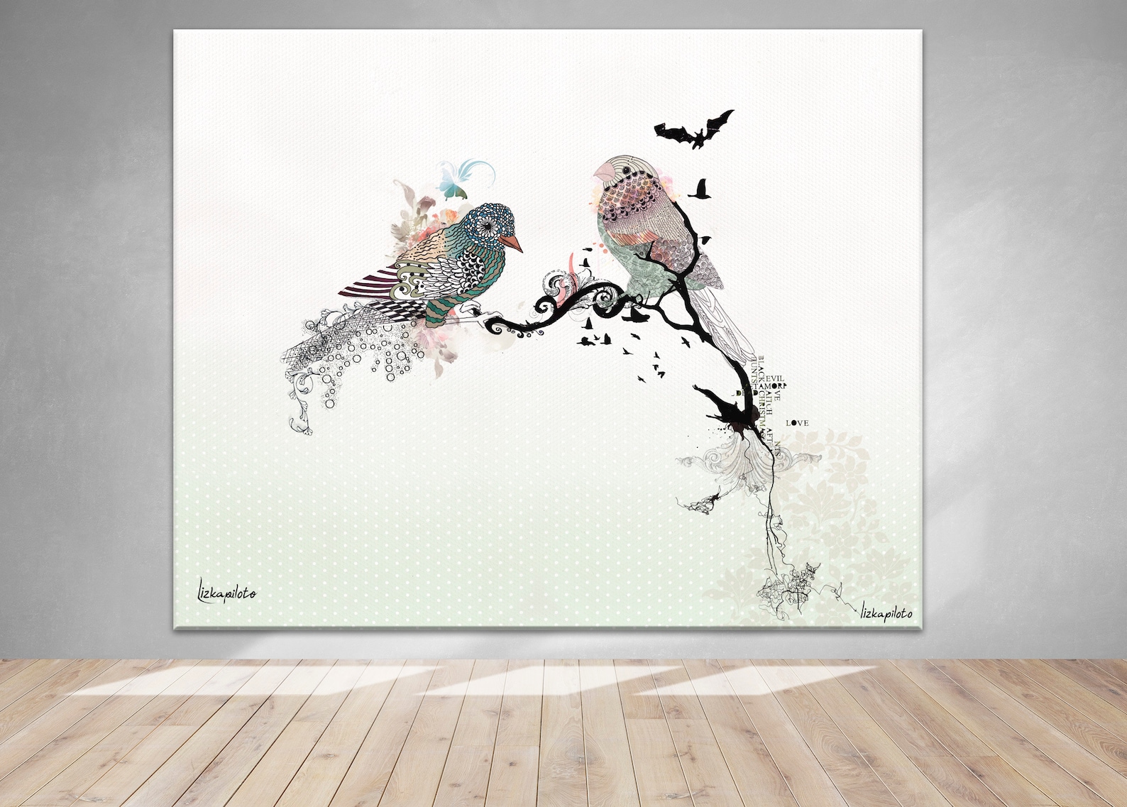 Birds Wall Art Print Boho Wall Art Bird Decor Bohemian Art Etsy