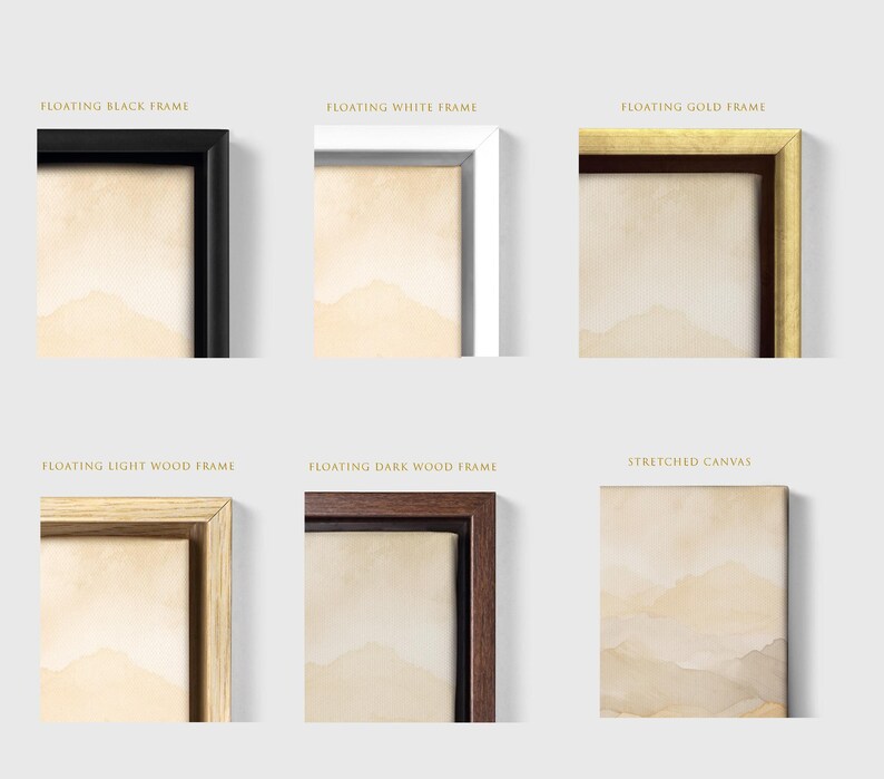 six different frames, each with a unique color and style, arranged in a grid format.