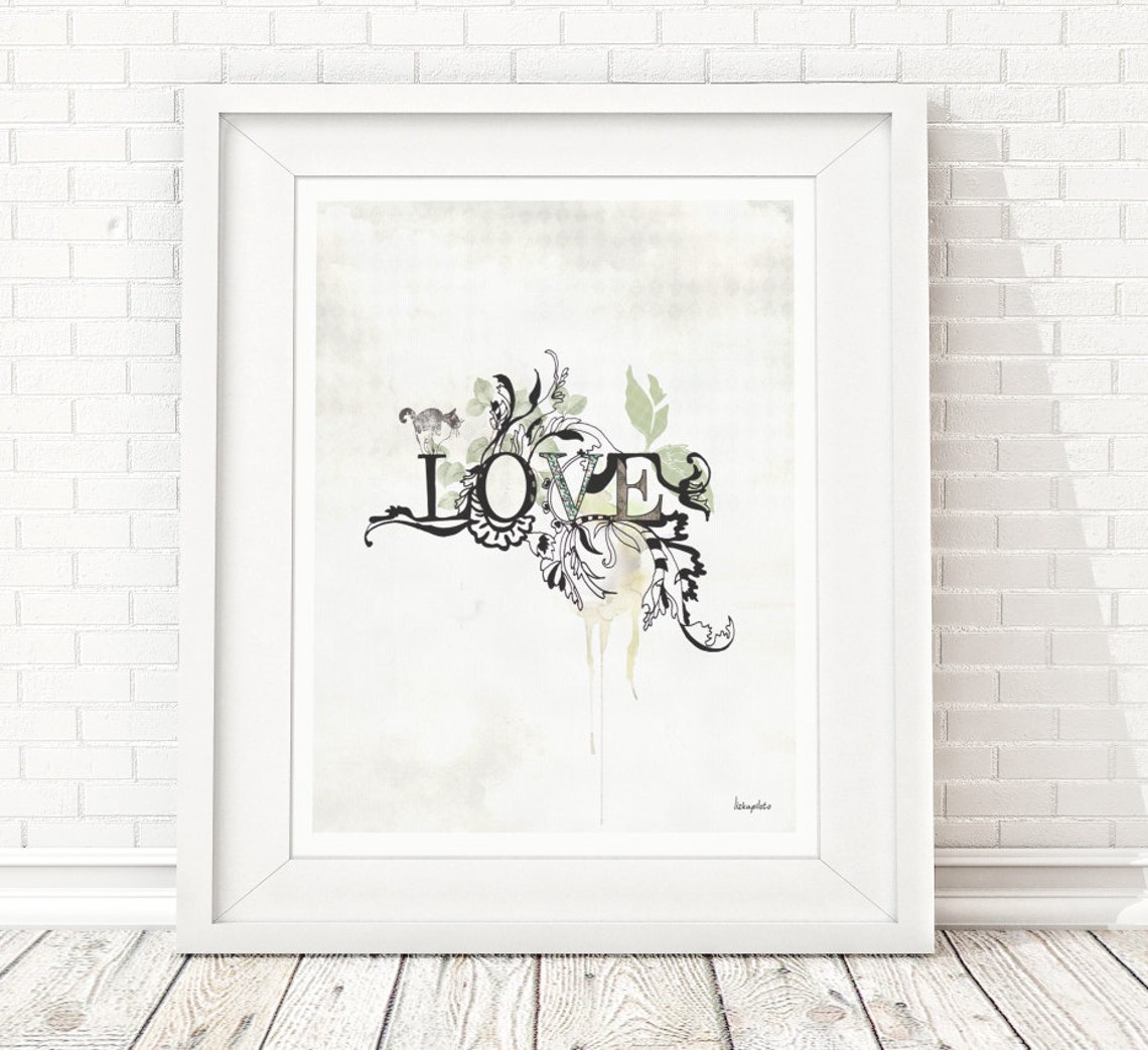 Love Wall Decor Love Word Art Typography Wall Art Love Etsy