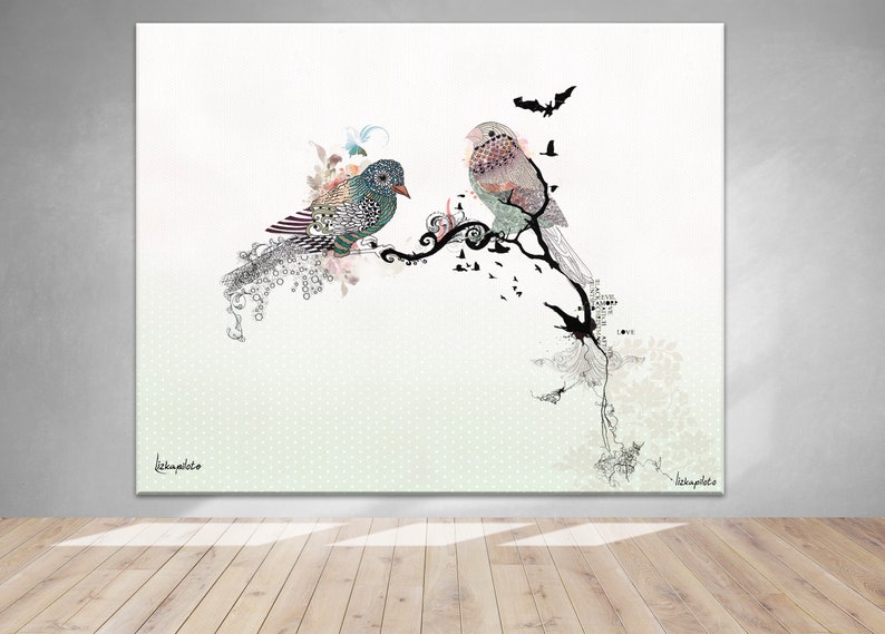 Love birds art, Pen and ink art, Bird illustration, Love birds painting, Colorful image 9