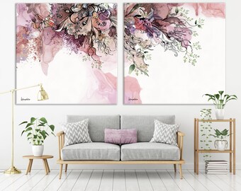 Boho Wall Art Set, Living Room Wall Art, Set of 2 Prints, Gallery Wall Set, Print Set, Boho Wall Decor, Modern Mandala Art Set, Boho Prints