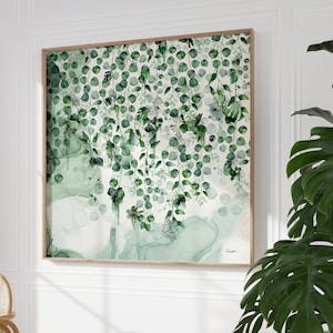 Farmhouse Wall Art, Abstract Botanical Art, Large Wall Art, Sage Green Art, Botanical Painting, Living Room Wall Art Oversized, Green Art