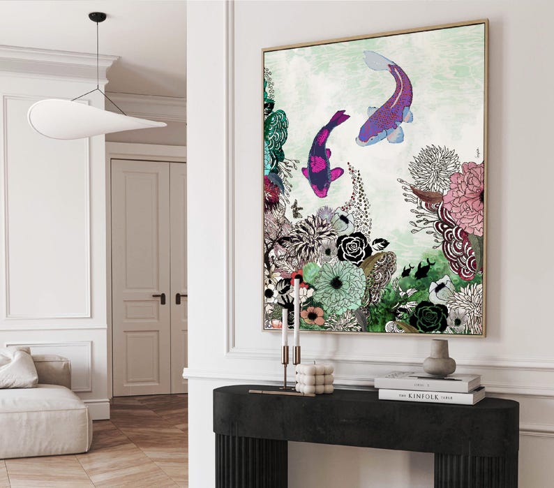 Fish Art, Living Room Art, Drawing Print, Fine Art Print, Modern Art, Feng Shui Art