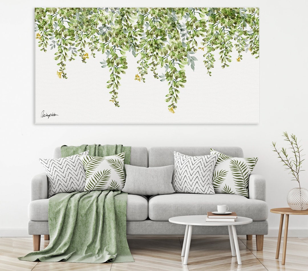 Large Wall Decor, Botanical Wall Art, Office Wall Art, Green Watercolor