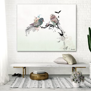 Love birds art, Pen and ink art, Bird illustration, Love birds painting, Colorful image 4